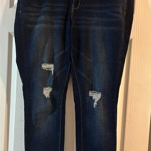 YMI Dark Blue Distressed Skinny Jeans
